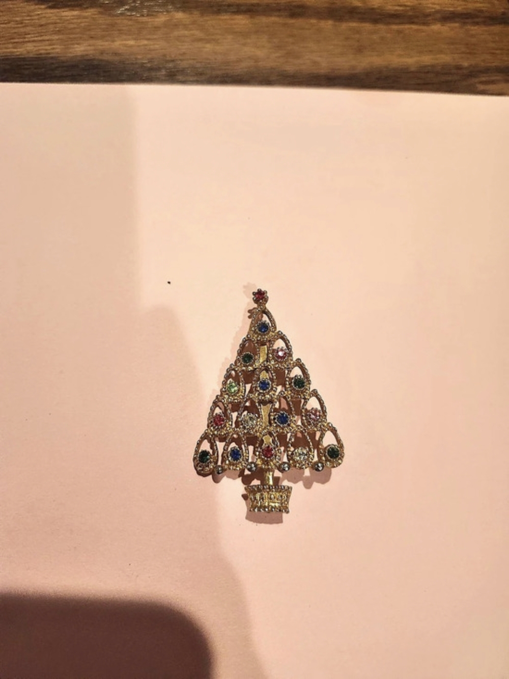 Jeweled Christmas Tree Brooch in Gold